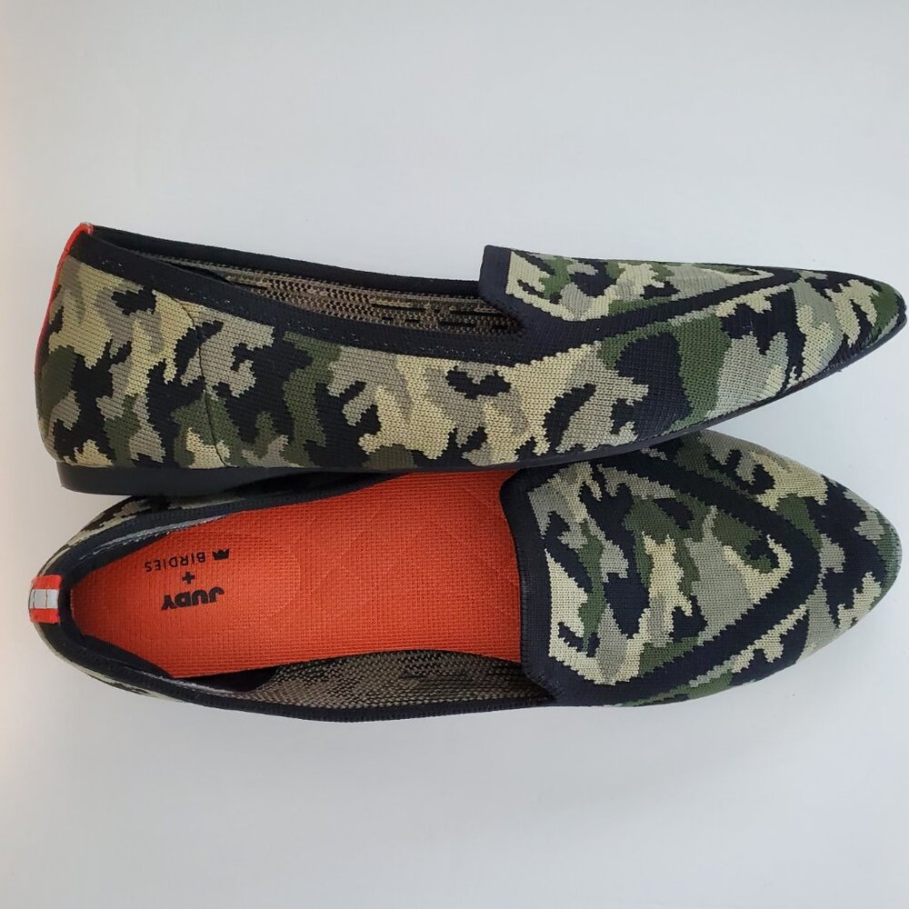 Judy + Birdies The Blackbird Limited Ed Shoes Camo Knit Flats Comfort Washable - Picture 4 of 7